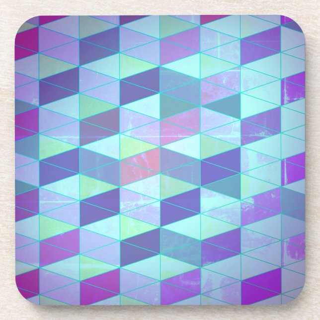 Cubes Into Triangles Geometric Pattern Beverage Coaster (Front)