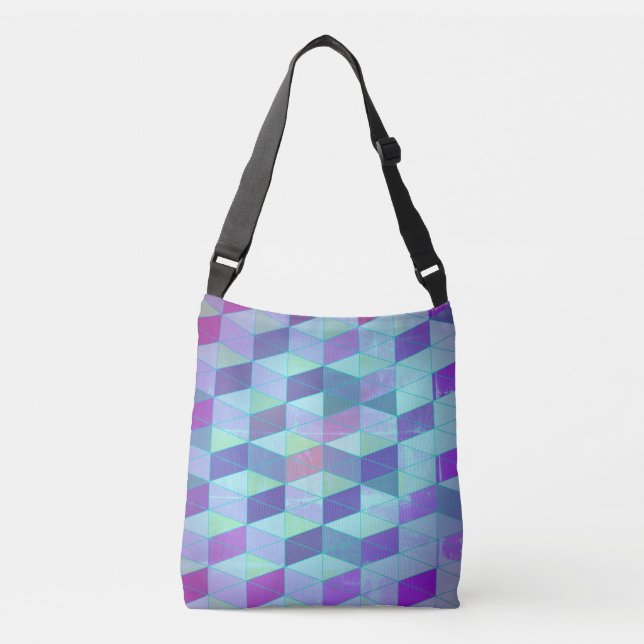 Cubes Into Triangles Geometric Pattern Crossbody Bag (Front)