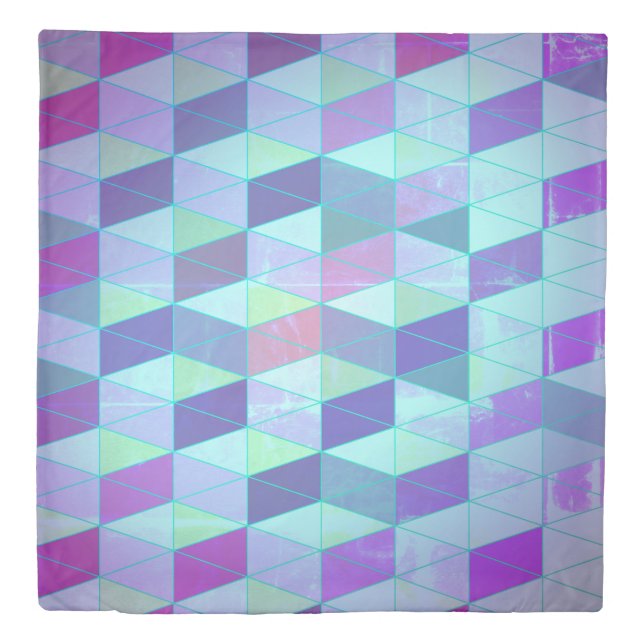 Cubes Into Triangles Geometric Pattern Duvet Cover (Front)
