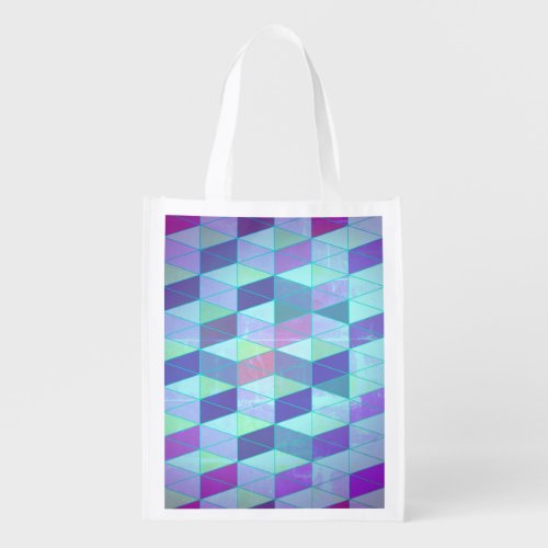 Cubes Into Triangles Geometric Pattern Grocery Bag