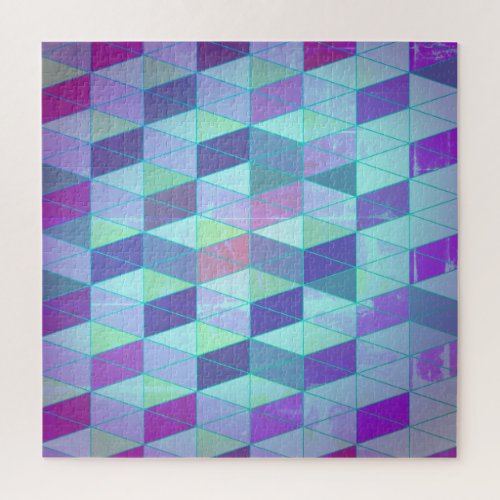 Cubes Into Triangles Geometric Pattern Jigsaw Puzzle