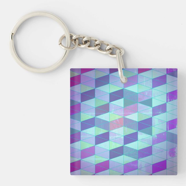 Cubes Into Triangles Geometric Pattern Keychain (Front)