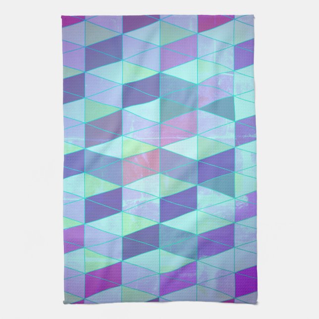 Cubes Into Triangles Geometric Pattern Kitchen Towel (Vertical)