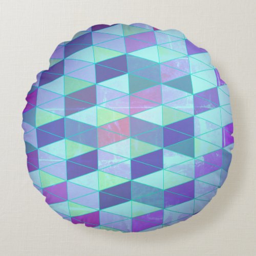 Cubes Into Triangles Geometric Pattern Round Pillow