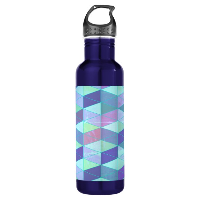 Cubes Into Triangles Geometric Pattern Stainless Steel Water Bottle (Front)