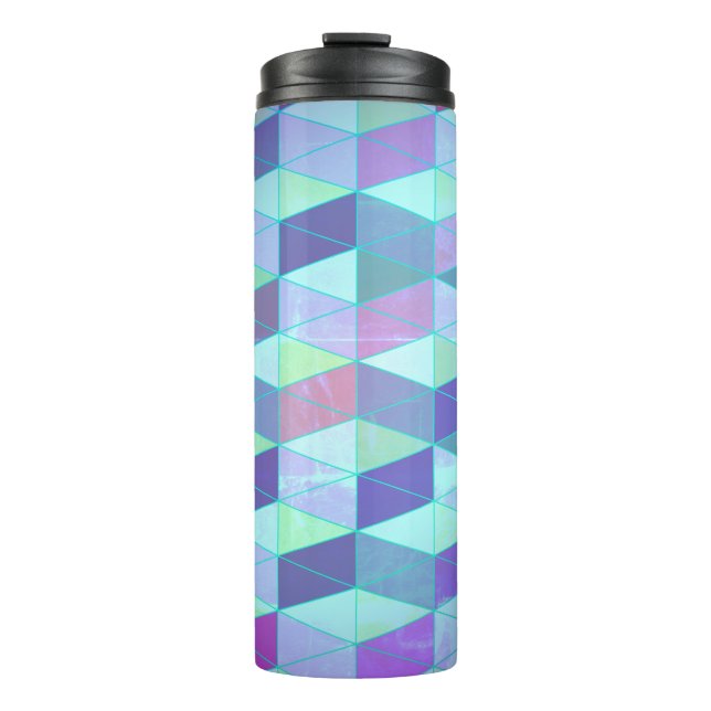 Cubes Into Triangles Geometric Pattern Thermal Tumbler (Front)