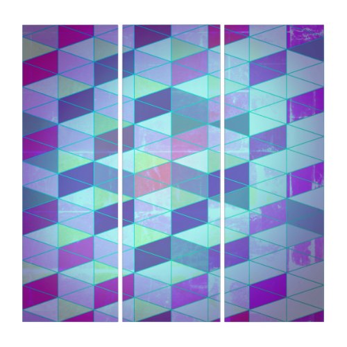 Cubes Into Triangles Geometric Pattern Triptych