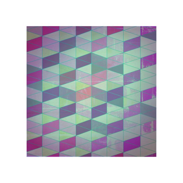 Cubes Into Triangles Geometric Pattern Wood Wall Art (Front)