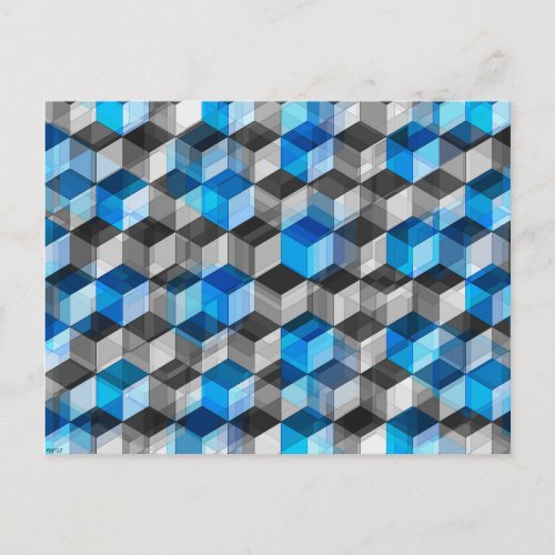 Cubes of Gray And Blue Postcard