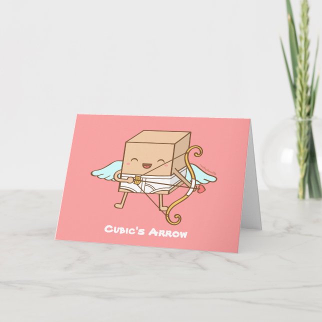 Cubic Cupid Arrow Valentines Day Pun Humor Holiday Card (Front)
