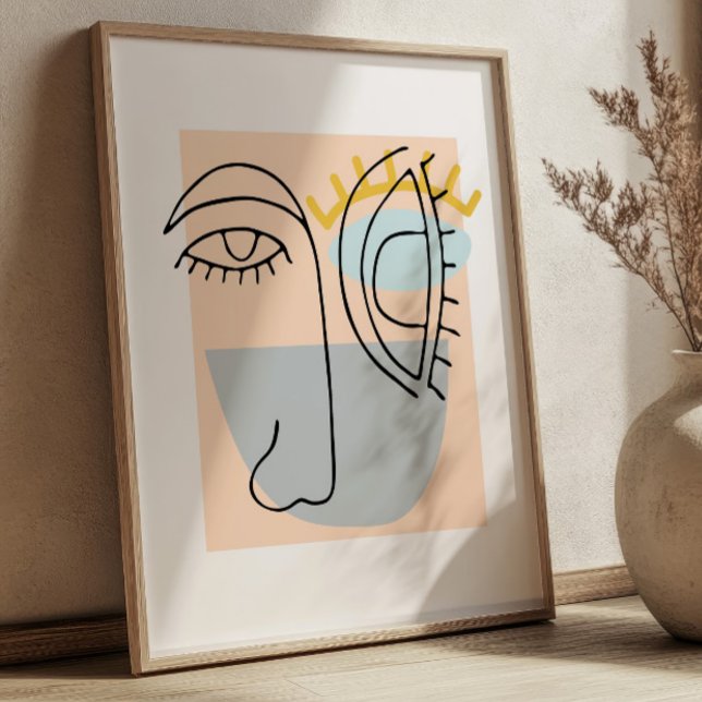 Cubic Line Art Face Illustration Minimalist BOHO Poster (Creator Uploaded)