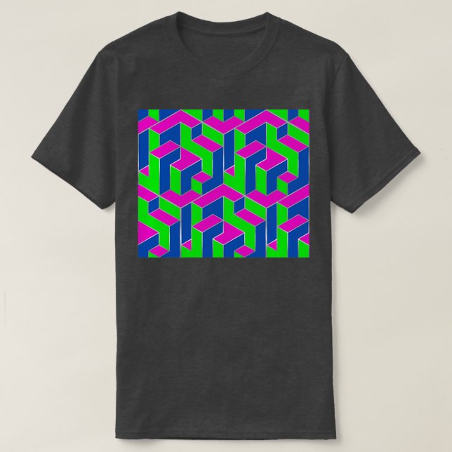 Cubic Pattern Luminous 80s T-Shirt (Design Front)