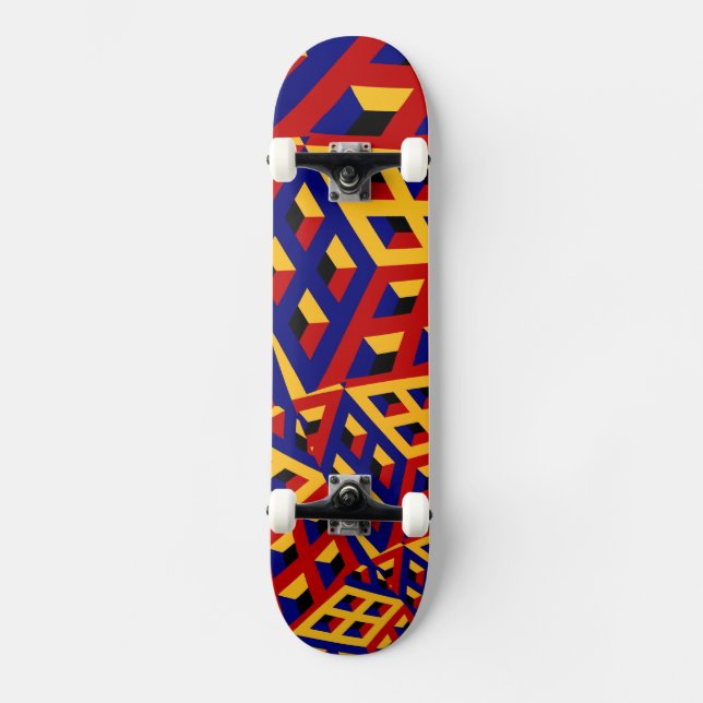 Cubic pattern skateboard deck (Front)