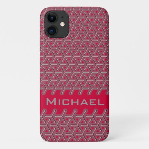 Cubic your name polymer red pattern iPhone 11 case