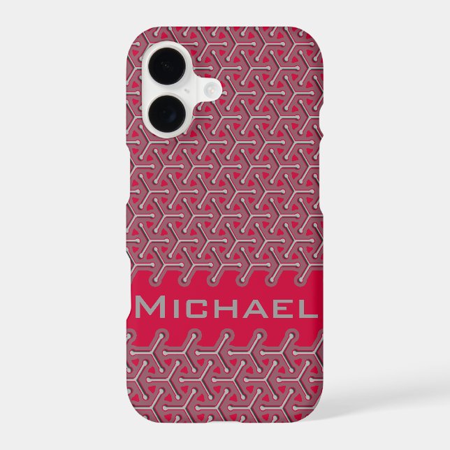Cubic your name polymer red pattern iphone case (Back)