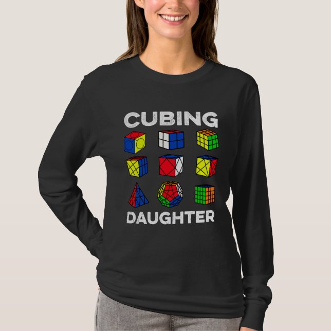 Cubing Daughter Speedcubing Speedsolving Cuber T-Shirt (Front)