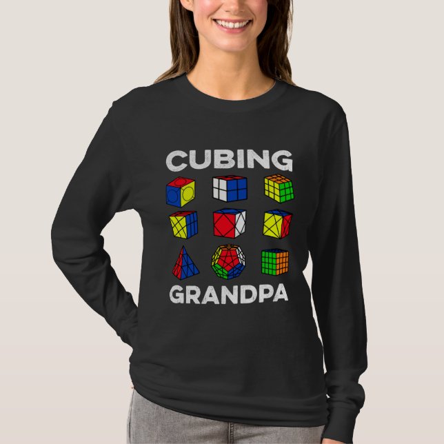 Cubing Grandpa Speedcubing Speedsolving Cuber T-Shirt (Front)