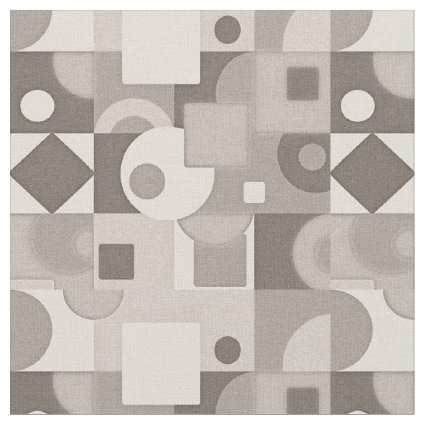 Cubism 1970s Modern Art Square Shape Halftone Fabric