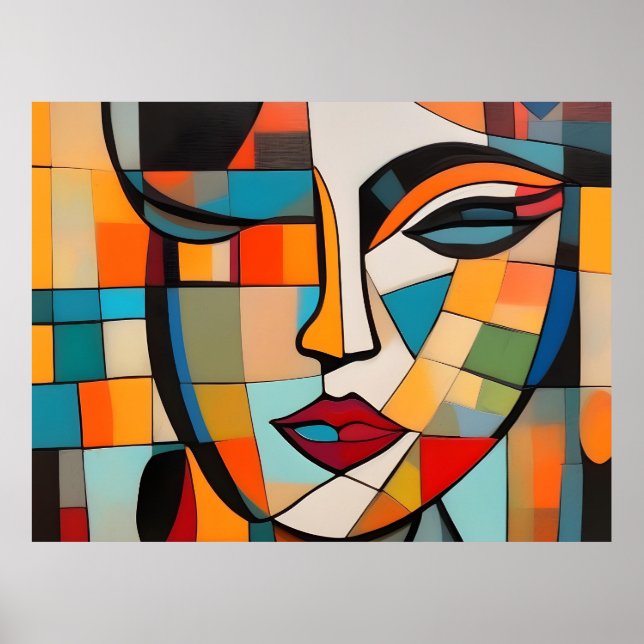 Cubism Abstract Lady Face Poster (Front)