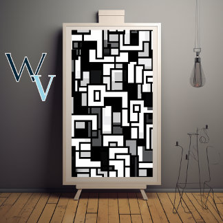 Cubism Black and White Art Poster