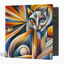Cubism Cat Bold Colors 3-Ring Binder