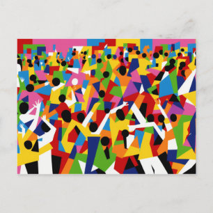Cubism Dancing Party Postcard