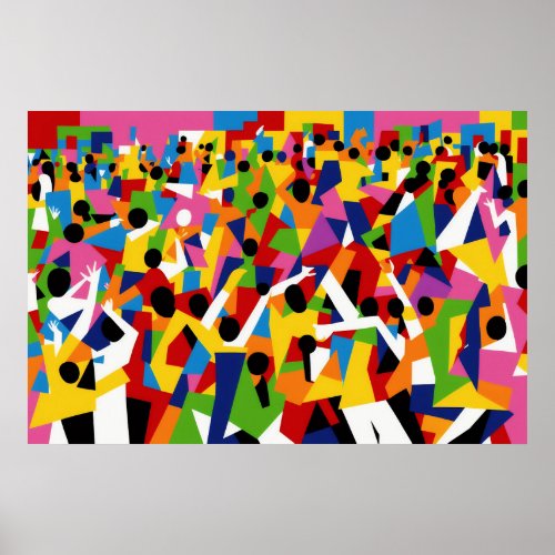 Cubism Dancing Party Poster