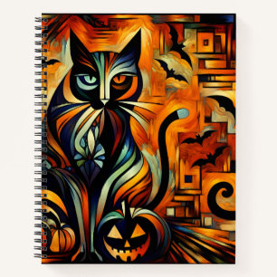 Cubism Halloween Cat Bullet Line Recipe Notebook