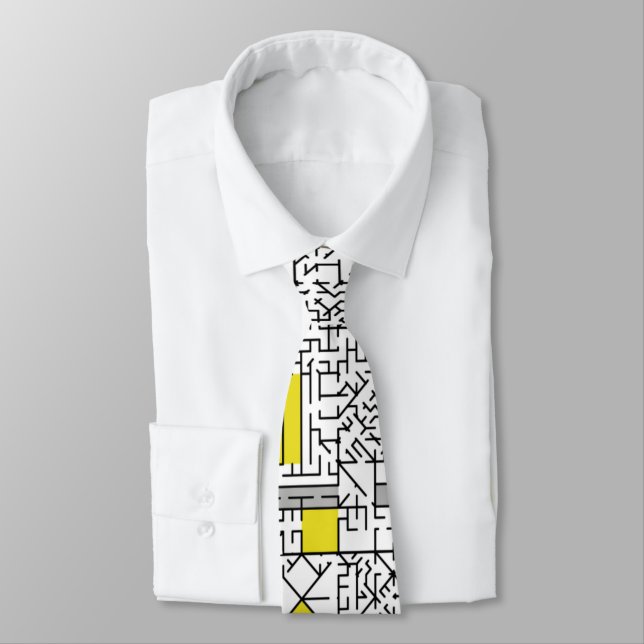 Cubism Maze Neck Tie (Tied)