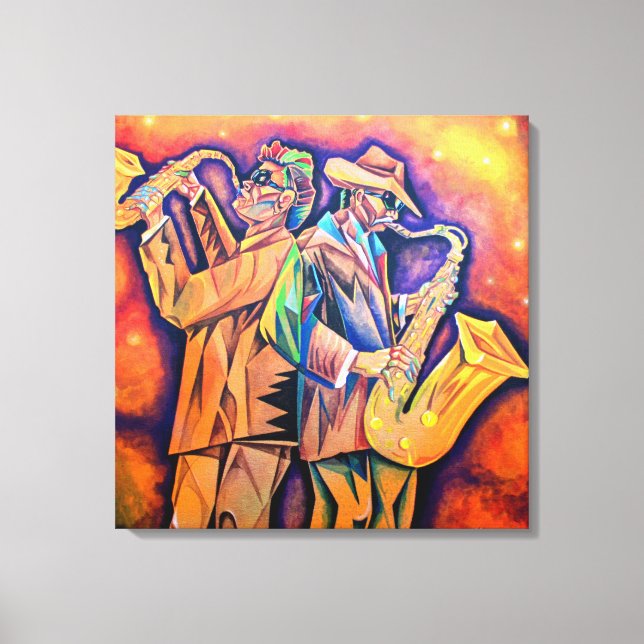 Cubism Musicians Portrait Canvas Print (Front)