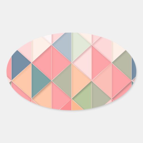 CUBISM pastel Shades GEOMETRIC _ ADD MONOGRAM Oval Sticker