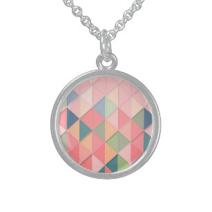 CUBISM pastel Shades GEOMETRIC - ADD MONOGRAM Sterling Silver Necklace