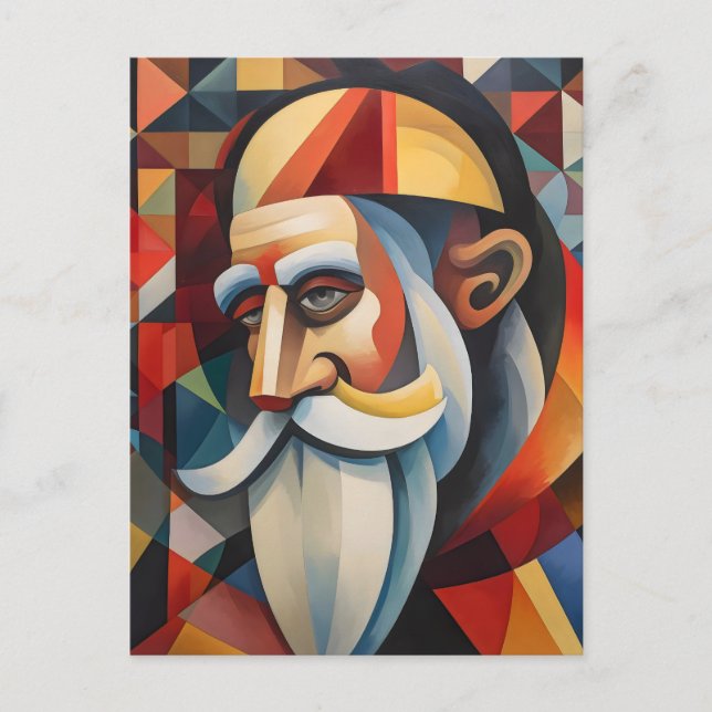 Cubism Santa Claus Holiday Postcard (Front)
