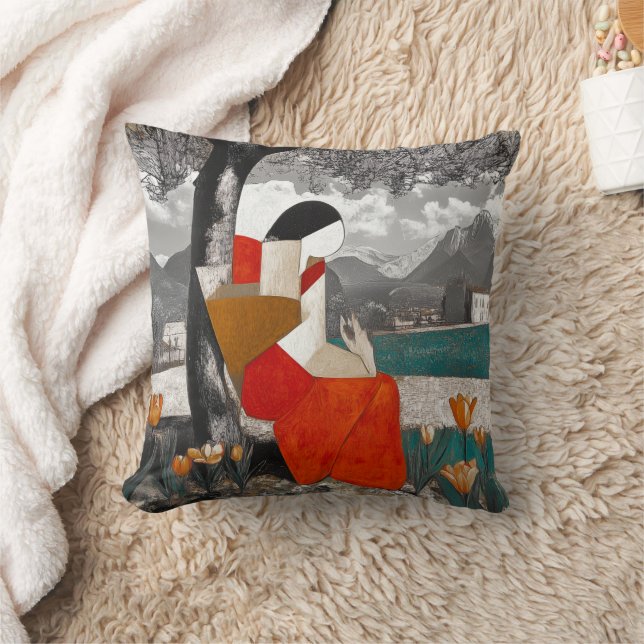 Cubism- Style Abstract Art Pillow (Blanket)