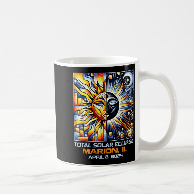 Cubism Total Solar Eclipse Marion Illinois Coffee Mug (Right)