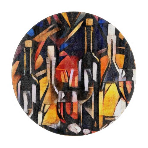 Cubism Wine Themes Bottles  Grapes Cutting Board