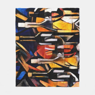 Cubism Wine Themes: Bottles & Grapes Fleece Blanket