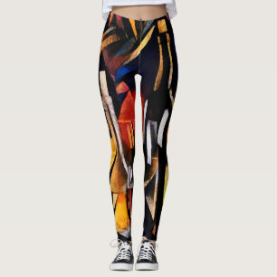 Cubism Wine Themes: Bottles & Grapes Leggings