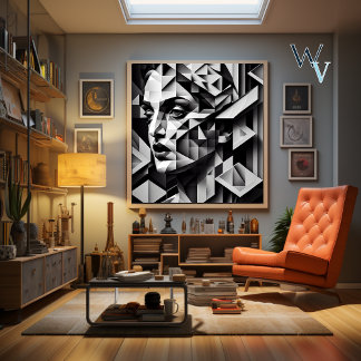 Cubism Woman Black and White  Poster