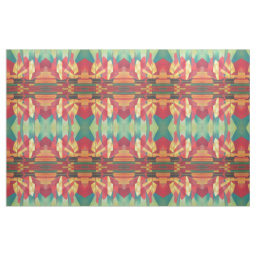 Cubist Abstract of Junk Sails and Ocean Skies Fabric