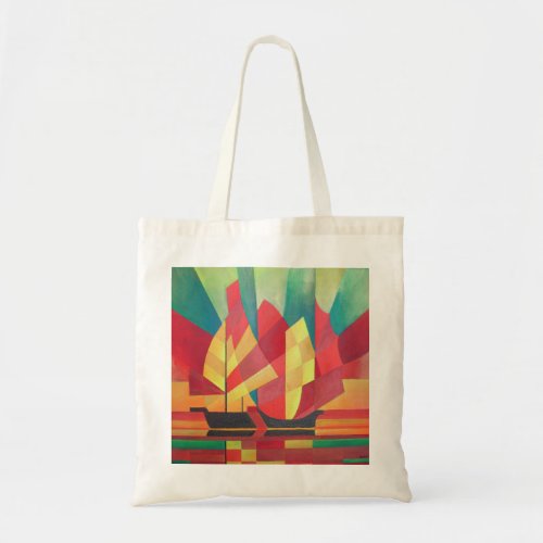 Cubist Abstract of Junk Sails and Ocean Skies Tote Bag