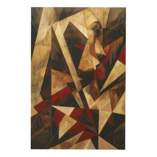 Cubist Abstract Portrait Wood Wall Art