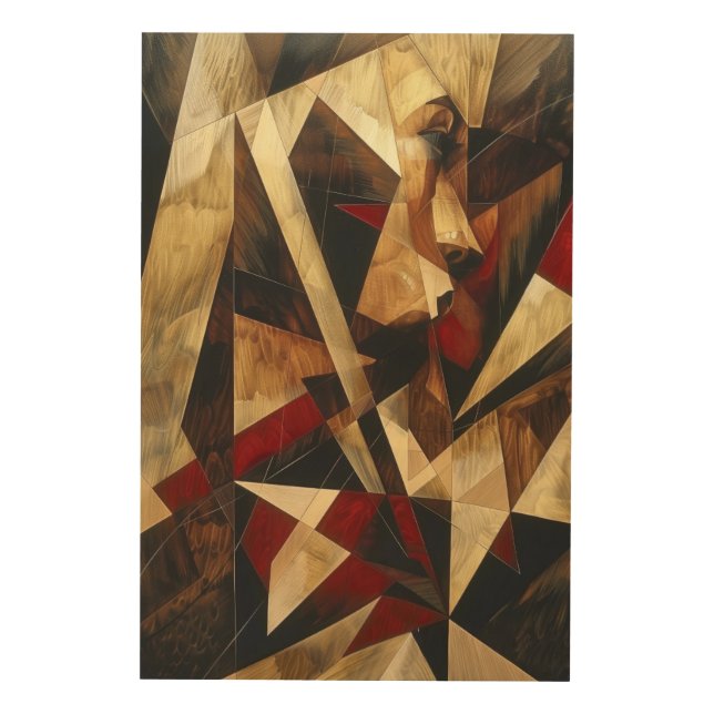 Cubist Abstract Portrait Wood Wall Art (Front)