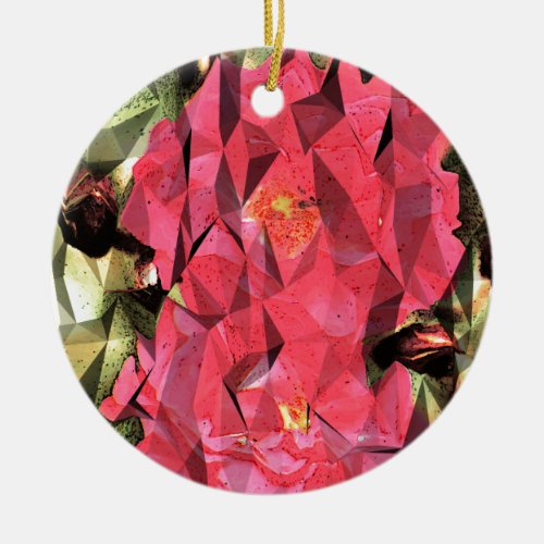 Cubist Abstract Roses Ceramic Ornament