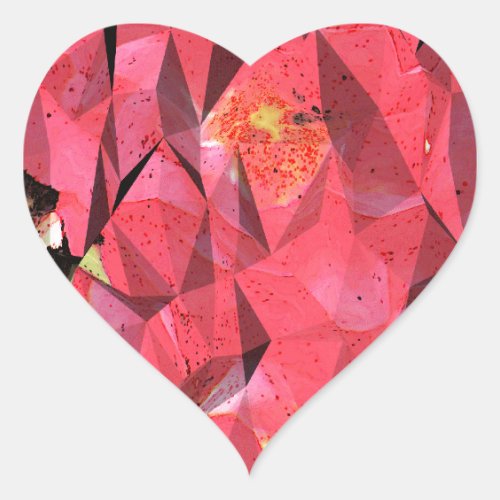 Cubist Abstract Roses Heart Sticker