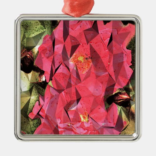 Cubist Abstract Roses Metal Ornament