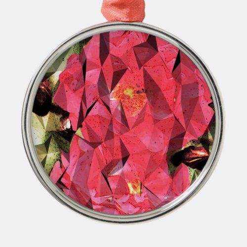 Cubist Abstract Roses Metal Ornament