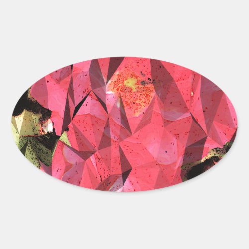 Cubist Abstract Roses Oval Sticker