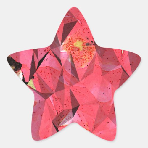 Cubist Abstract Roses Star Sticker