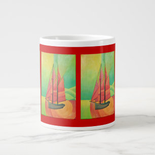 Cubist Abstract Sailing Boat Geometric Art Giant Coffee Mug
